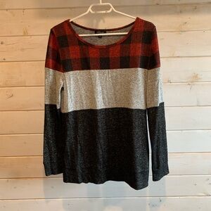 Eclipse | Plaid Colour Block Long Sleeve Top